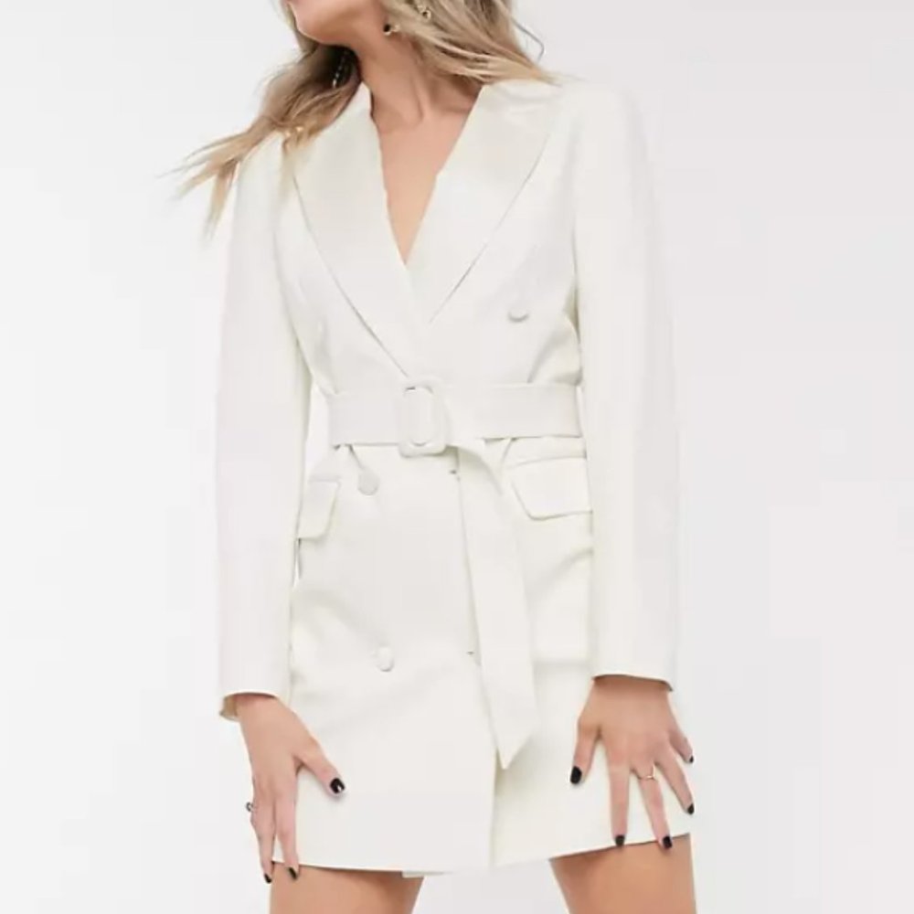 NWT TOPSHOP Tux Blazer Dress Ivory w/ Belt